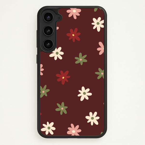 Dark Whimsical Flower Pattern  - Floral Phone Case for Galaxy S23