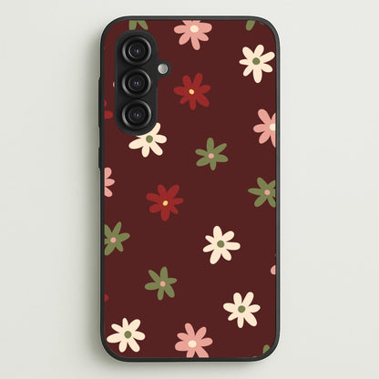 Dark Whimsical Flower Pattern  - Floral Phone Case for Galaxy S23FE