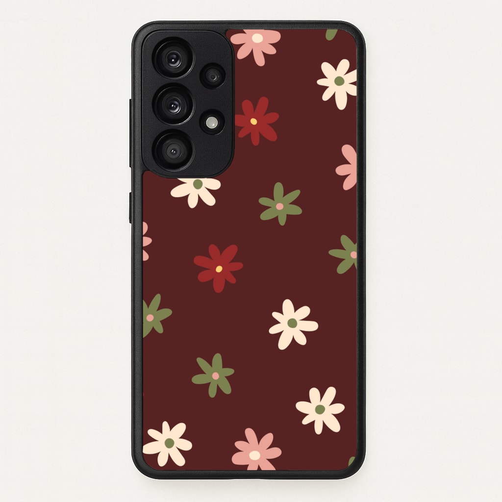 Dark Whimsical Flower Pattern  - Floral Phone Case for Galaxy A53