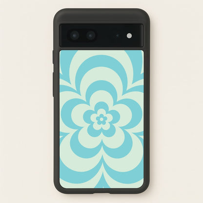 Teal Abstract Flower Pattern   - Floral Phone Case for Google Pixel 7