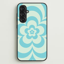 Teal Abstract Flower Pattern   - Floral Phone Case for Galaxy S23FE