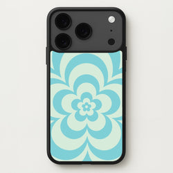 Teal Abstract Flower Pattern Phone Case for iPhone 17 Pro Max