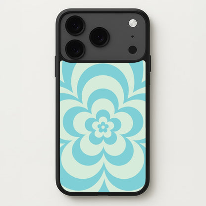 Teal Abstract Flower Pattern Phone Case for iPhone 17 Pro Max
