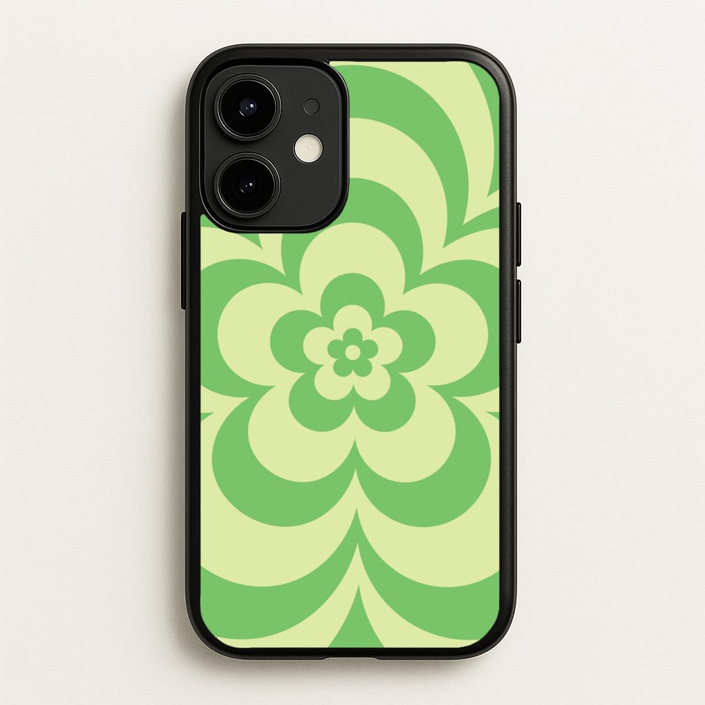 Green Abstract Flower Pattern   - Floral Phone Case for iPhone 12 / 12 Pro
