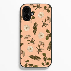 Leaves And Pressed Flowers Peach Pattern   - Floral Phone Case for iPhone 16 Plus