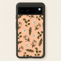 Leaves And Pressed Flowers Peach Pattern   - Floral Phone Case for Google Pixel 8 Pro
