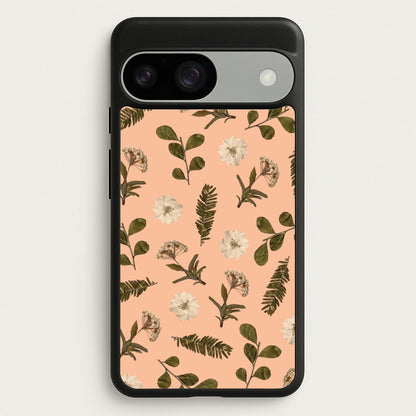 Leaves And Pressed Flowers Peach Pattern   - Floral Phone Case for Google Pixel 9 / 9 Pro