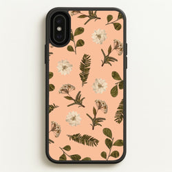 Leaves And Pressed Flowers Peach Pattern   - Floral Phone Case for iPhone XS Max