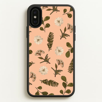 Leaves And Pressed Flowers Peach Pattern   - Floral Phone Case for iPhone XS Max