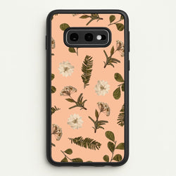 Leaves And Pressed Flowers Peach Pattern   - Floral Phone Case for Galaxy S10e
