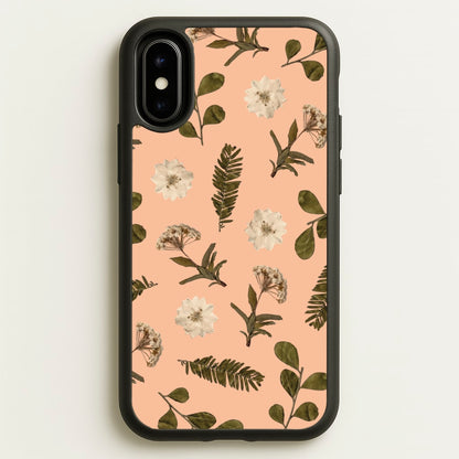 Leaves And Pressed Flowers Peach Pattern   - Floral Phone Case for iPhone X / XS