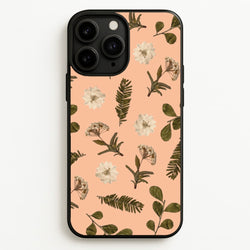 Leaves And Pressed Flowers Peach Pattern   - Floral Phone Case for iPhone 11 Pro