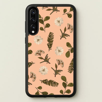 Leaves And Pressed Flowers Peach Pattern   - Floral Phone Case for Huawei P20 Pro
