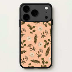 Leaves And Pressed Flowers Peach Pattern Phone Case for iPhone 17 Pro
