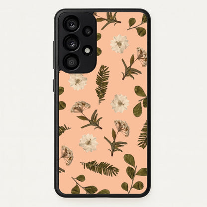 Leaves And Pressed Flowers Peach Pattern   - Floral Phone Case for Galaxy A33