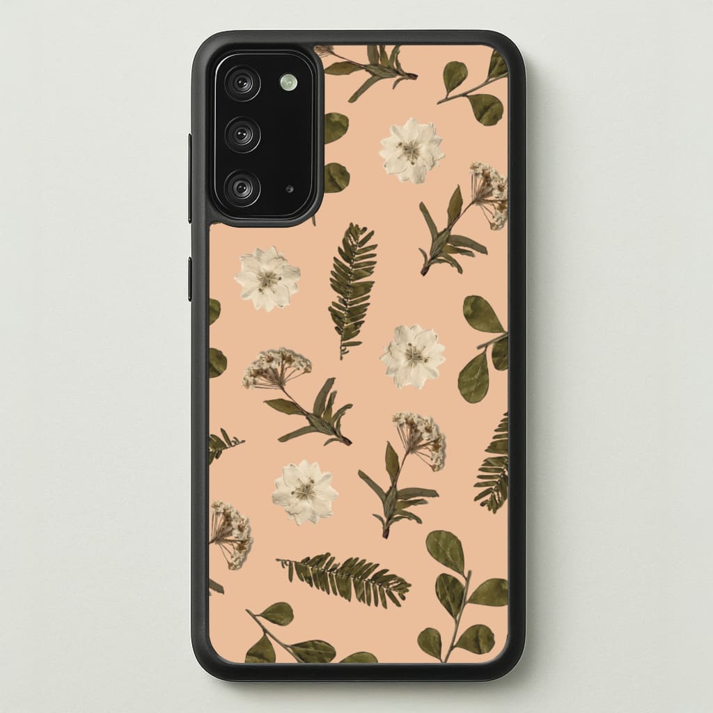 Leaves And Pressed Flowers Peach Pattern   - Floral Phone Case for Galaxy Note 20