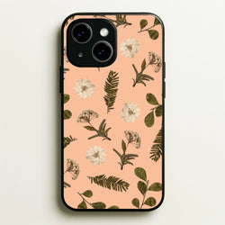 Leaves And Pressed Flowers Peach Pattern   - Floral Phone Case for iPhone 14 Plus