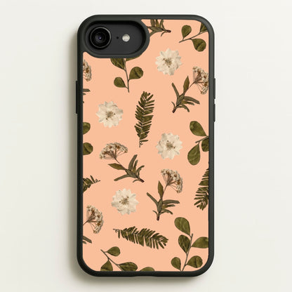 Leaves And Pressed Flowers Peach Pattern   - Floral Phone Case for iPhone 6 Plus / 7 Plus / 8 Plus