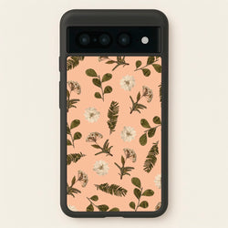 Leaves And Pressed Flowers Peach Pattern   - Floral Phone Case for Google Pixel 7 Pro