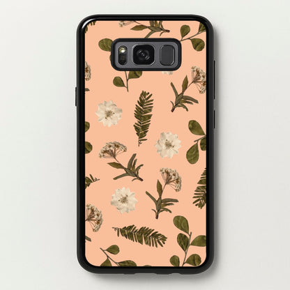 Leaves And Pressed Flowers Peach Pattern   - Floral Phone Case for Galaxy S8 Plus