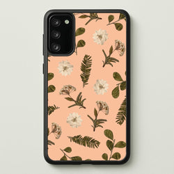 Leaves And Pressed Flowers Peach Pattern   - Floral Phone Case for Galaxy S20FE