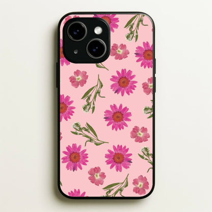 Pressed Pink Flowers Pattern   - Floral Phone Case for iPhone 14