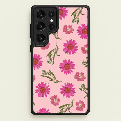 Pressed Pink Flowers Pattern   - Floral Phone Case for Galaxy S23 Ultra