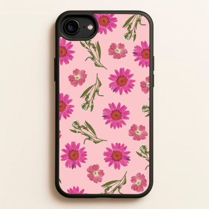 Pressed Pink Flowers Pattern   - Floral Phone Case for iPhone 6 / 7 / 8 / SE