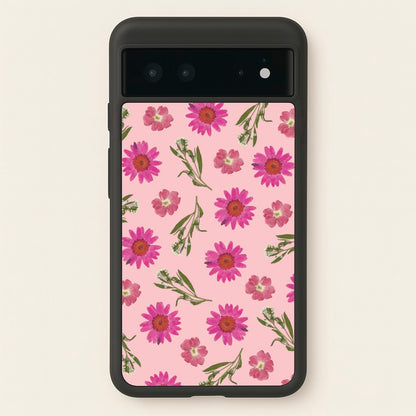 Pressed Pink Flowers Pattern   - Floral Phone Case for Google Pixel 6
