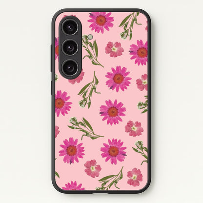 Pressed Pink Flowers Pattern   - Floral Phone Case for Galaxy S24