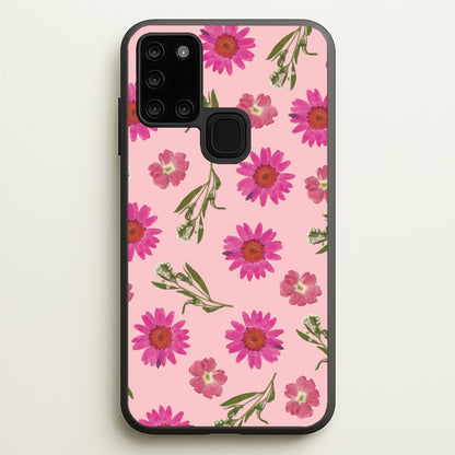 Pressed Pink Flowers Pattern   - Floral Phone Case for Galaxy A21s