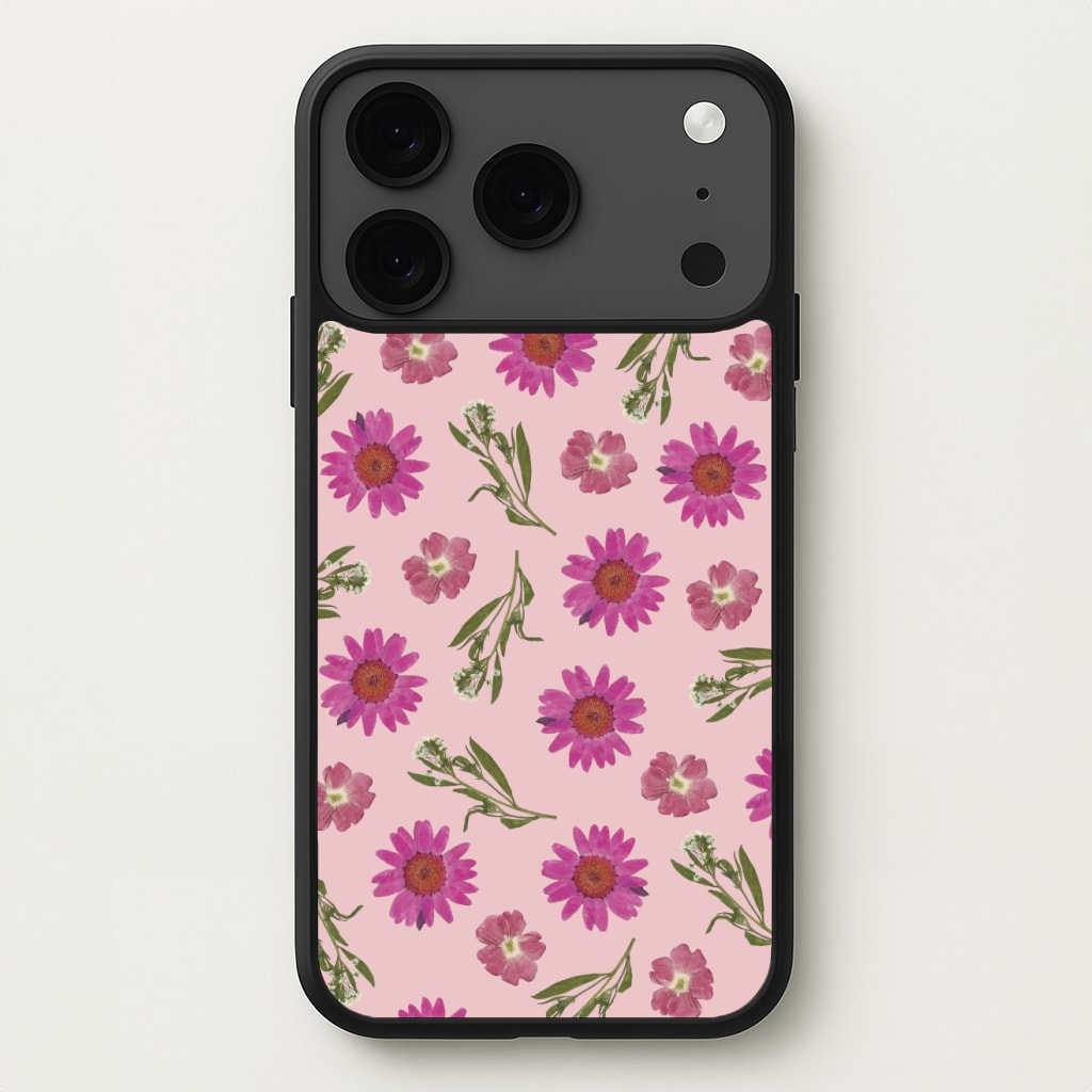 Pressed Pink Flowers Pattern Phone Case for iPhone 17 Pro