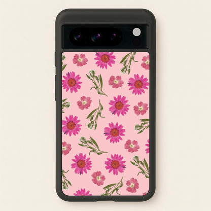 Pressed Pink Flowers Pattern   - Floral Phone Case for Google Pixel 8 Pro