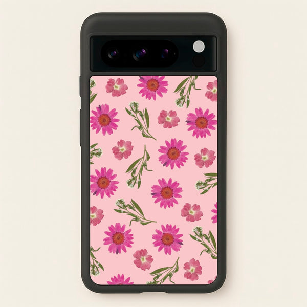 Pressed Pink Flowers Pattern   - Floral Phone Case for Google Pixel 8 Pro