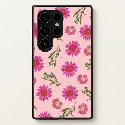 Pressed Pink Flowers Pattern   - Floral Phone Case for Galaxy S24 Ultra