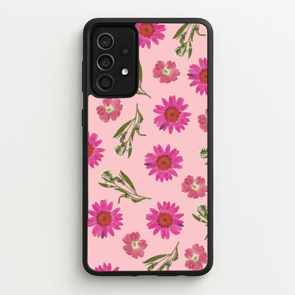 Pressed Pink Flowers Pattern   - Floral Phone Case for Galaxy A52 / A52s