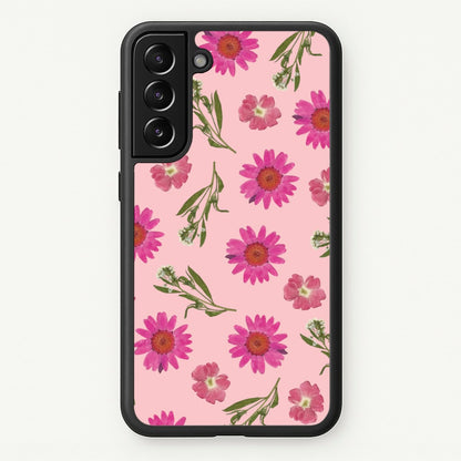 Pressed Pink Flowers Pattern   - Floral Phone Case for Galaxy S21 Plus