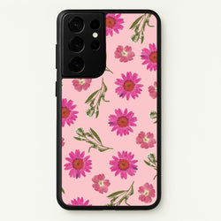Pressed Pink Flowers Pattern   - Floral Phone Case for Galaxy S21 Ultra