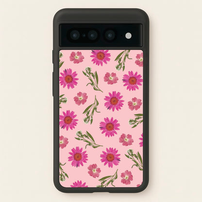 Pressed Pink Flowers Pattern   - Floral Phone Case for Google Pixel 7 Pro