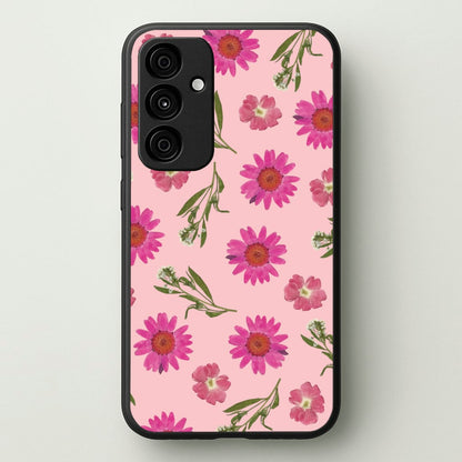 Pressed Pink Flowers Pattern   - Floral Phone Case for Galaxy A35
