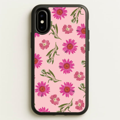 Pressed Pink Flowers Pattern   - Floral Phone Case for iPhone X / XS