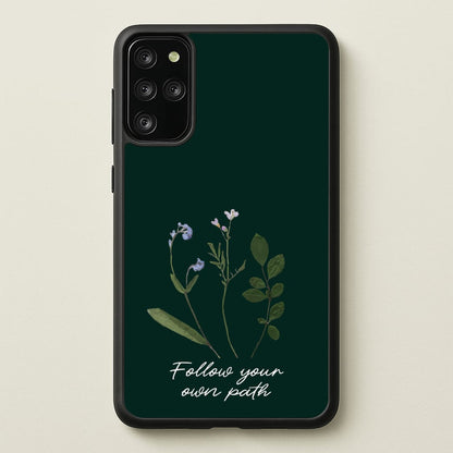Follow Your Own Path Dark Green  - Floral Phone Case for Galaxy S20 Plus