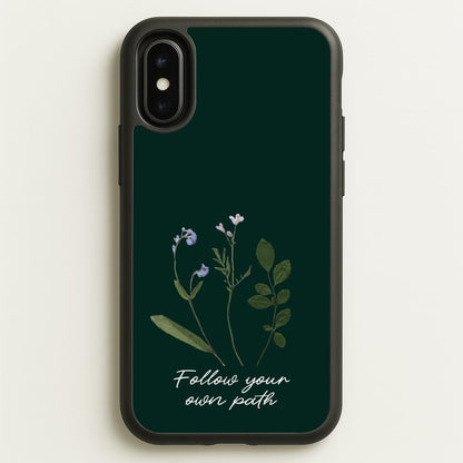 Follow Your Own Path Dark Green  - Floral Phone Case for iPhone X / XS