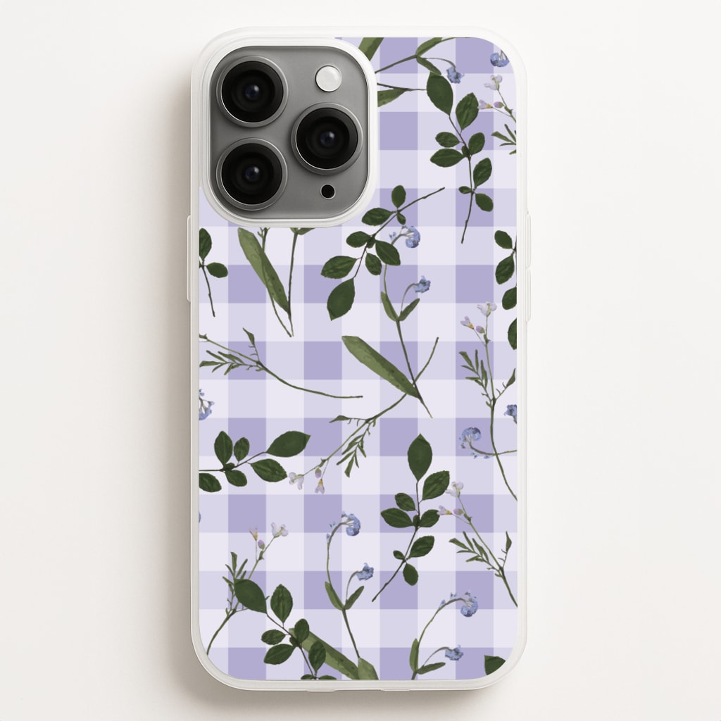 Checkered Pressed Flowers Pattern Phone Case