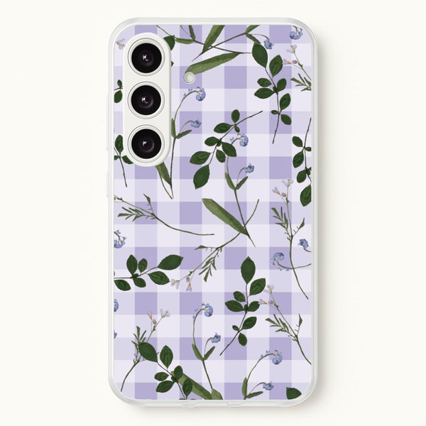 Checkered Pressed Flowers Pattern  - Floral Phone Case for Galaxy S25