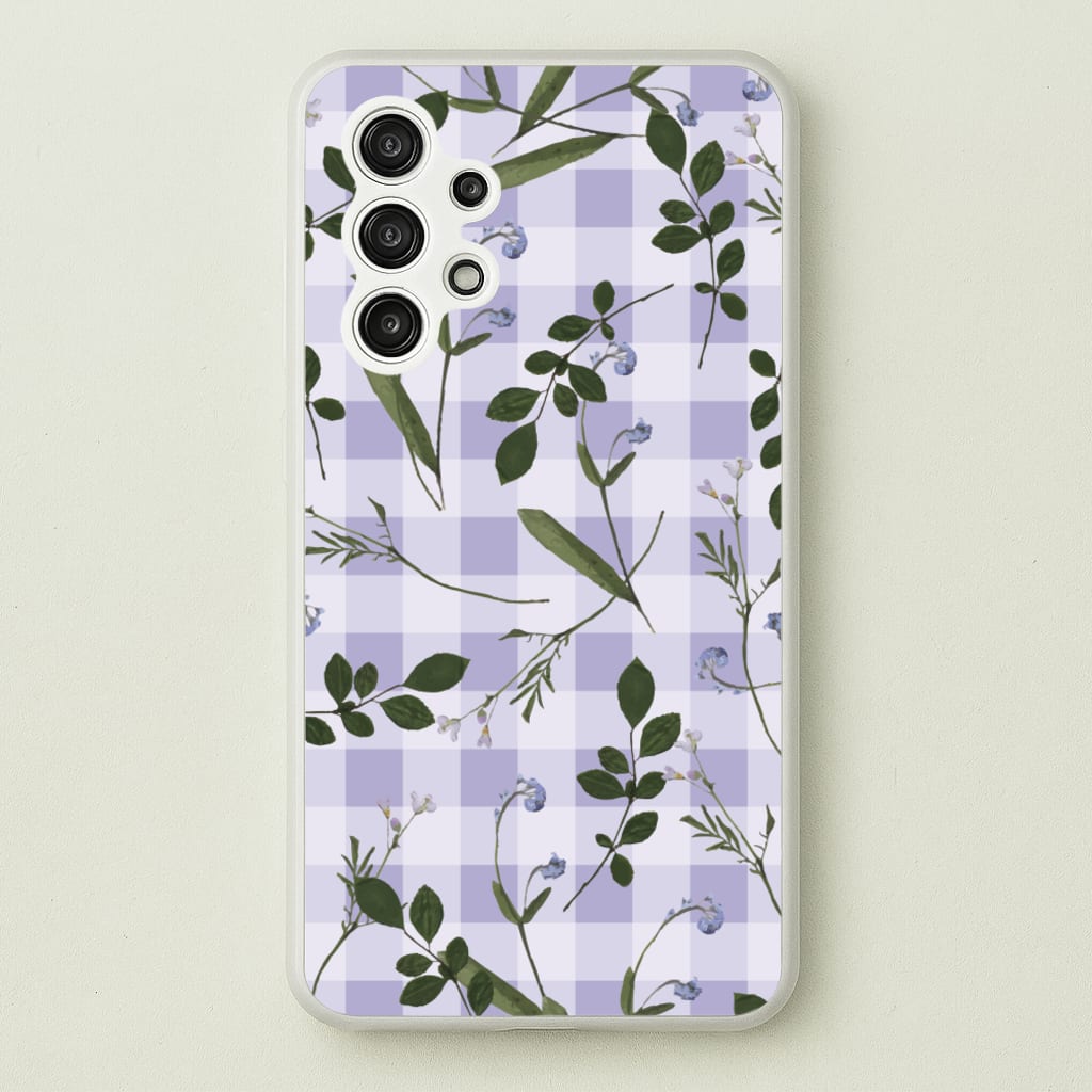 Checkered Pressed Flowers Pattern  - Floral Phone Case for Galaxy A13