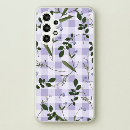 Checkered Pressed Flowers Pattern  - Floral Phone Case for Galaxy A13