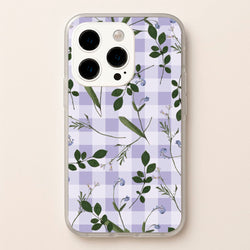 Checkered Pressed Flowers Pattern  - Floral Phone Case for iPhone 14 Pro