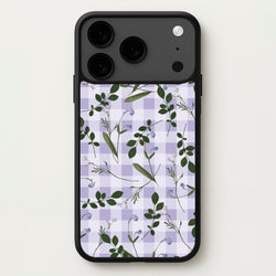 Checkered Pressed Flowers Pattern Phone Case for iPhone 17 Pro Max