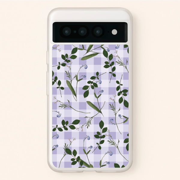 Checkered Pressed Flowers Pattern  - Floral Phone Case for Google Pixel 7 Pro